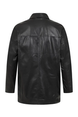 Men's Genuine Leather Blazer Coat | Black
