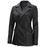 Women's Leather Blazer Coat | Black
