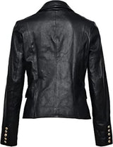 Women's Leather Formal Blazer Coat | Black