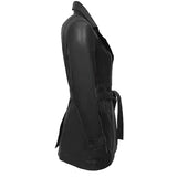 Women's 3/4 Length Leather Coat | Black
