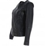 Women's Biker Leather Jacket Zip-Up | Black