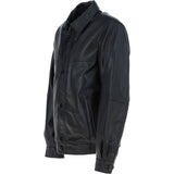 Men' Genuine Classic Leather Jacket | Black & Blue