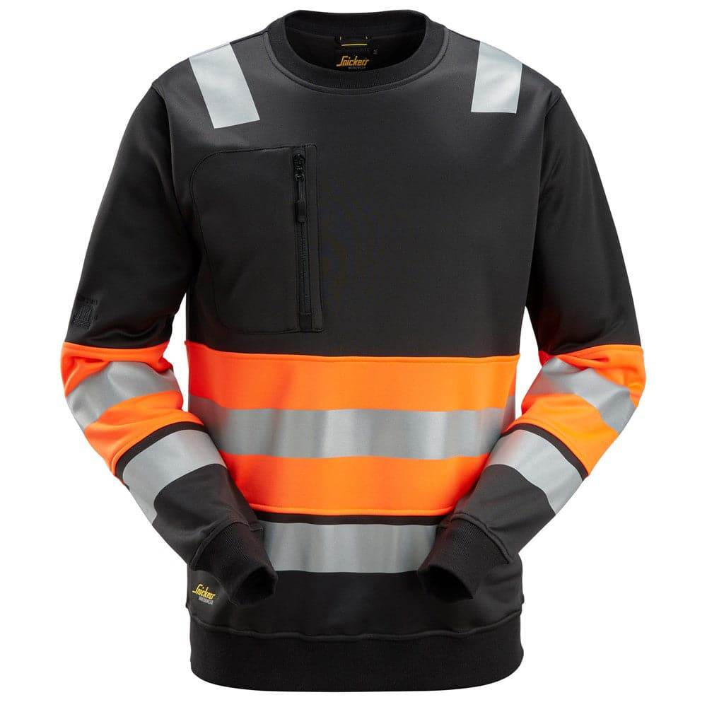 Snickers 8031 High-Vis Class 1 Sweatshirt Black/Orange 2XL