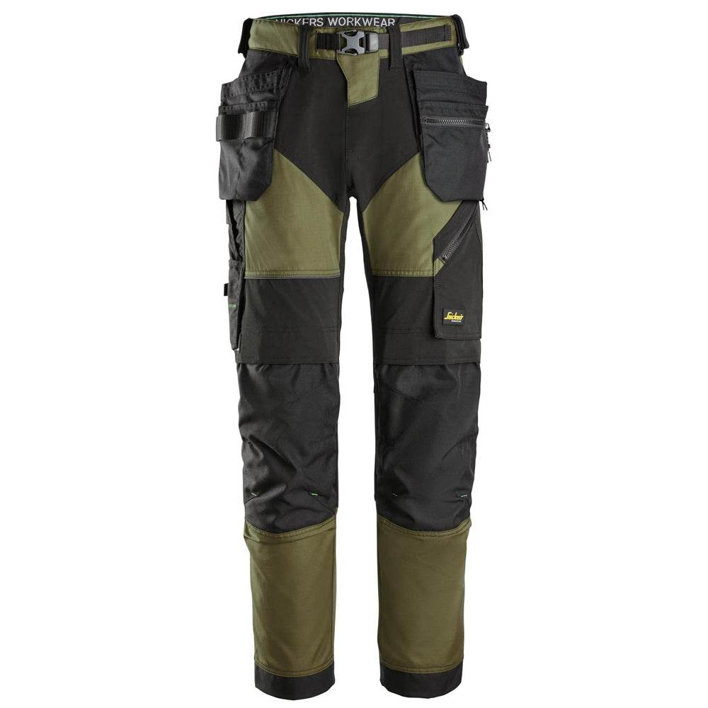 Snickers 6902 FlexiWork, Kneepad Holster Pocket Work Trousers Khaki Green