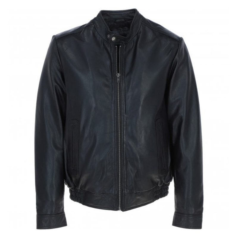 Men's Genuine Leather Bomber Jacket | Black