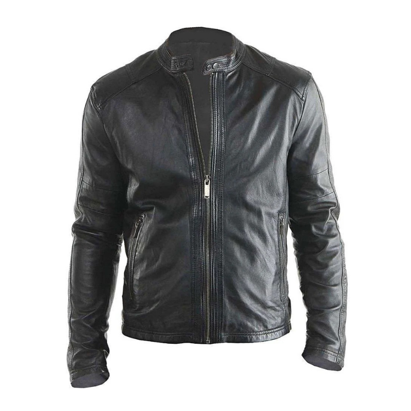 Men's Pure Leather Biker Jacket | Black
