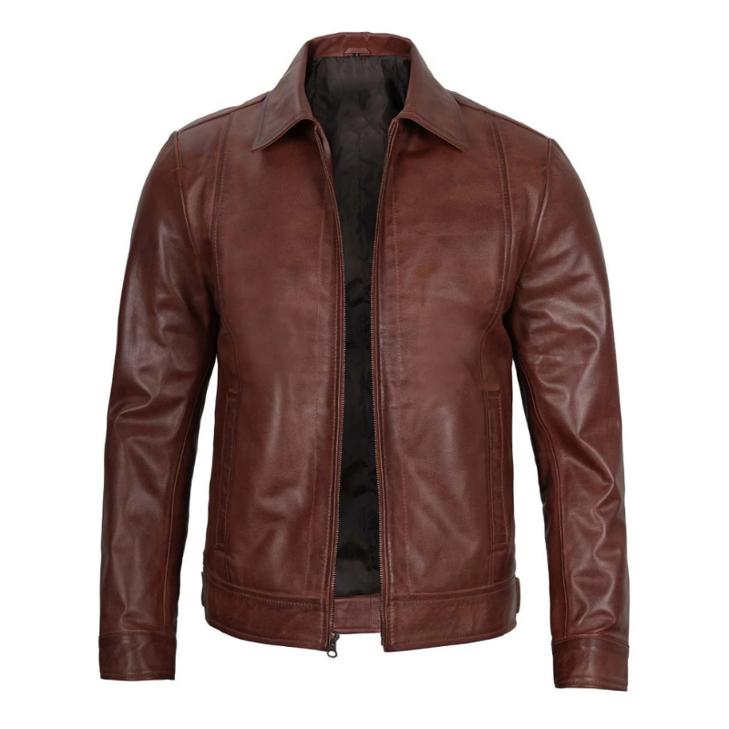Men's Genuine Harrington Leather Jacket | Brown