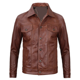 Men's Leather Casual Jacket | Brown