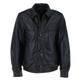 Men' Genuine Classic Leather Jacket | Black & Blue