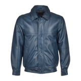 Men' Genuine Classic Leather Jacket | Black & Blue