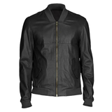 Men's  Leather Bomber Jacket | Black