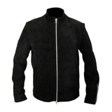 Men's Suede Leather Jacket, Zip Front | Black