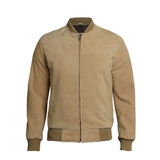 Men's Bomber Suede Leather Jacket | Camel Brown