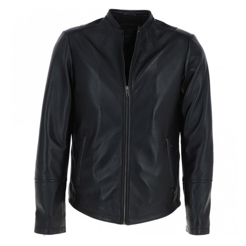 Men's Café Racer Style Leather Jacket | Black
