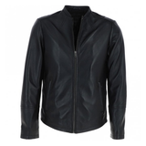Men's Café Racer Style Leather Jacket | Black
