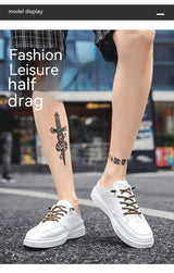 Men's Summer Wear Breathable Deodorant Slip-on Lofter Half Slippers Casual Sports Heel-free Fashion Shoes