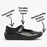 Hush Puppies CINDY Girls Leather School Shoes Black