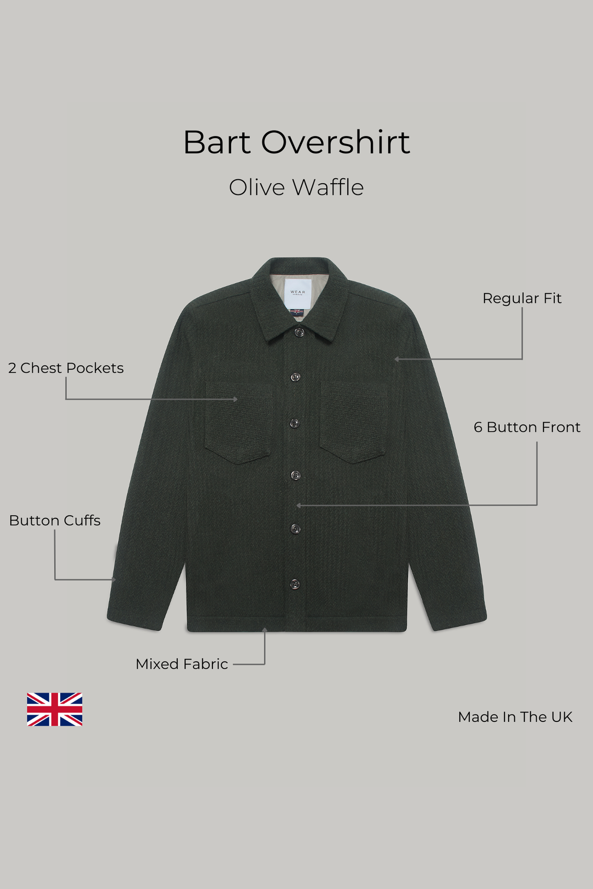 Bart Overshirt - Olive Waffle