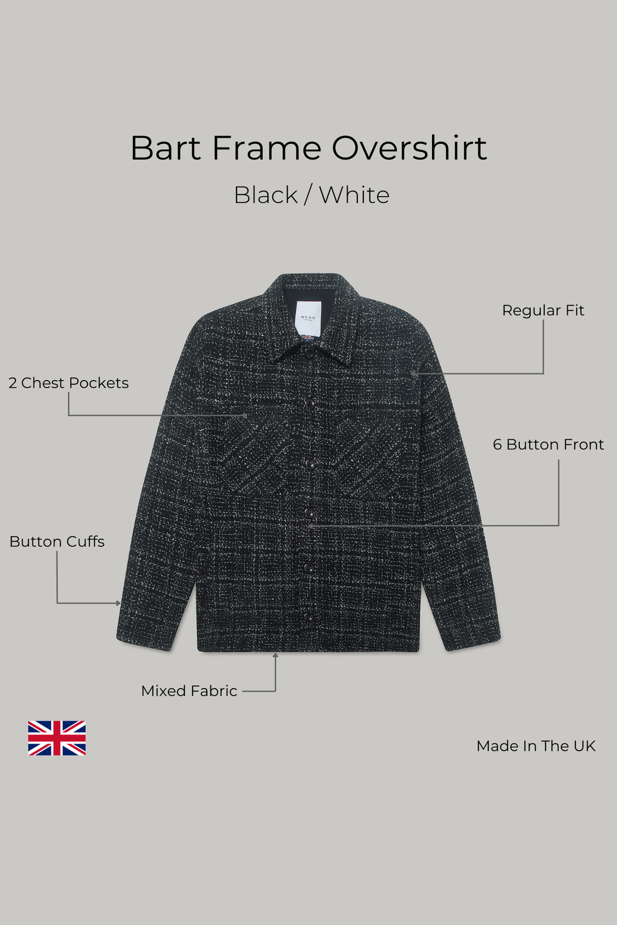 Bart Frame Overshirt - Black / White