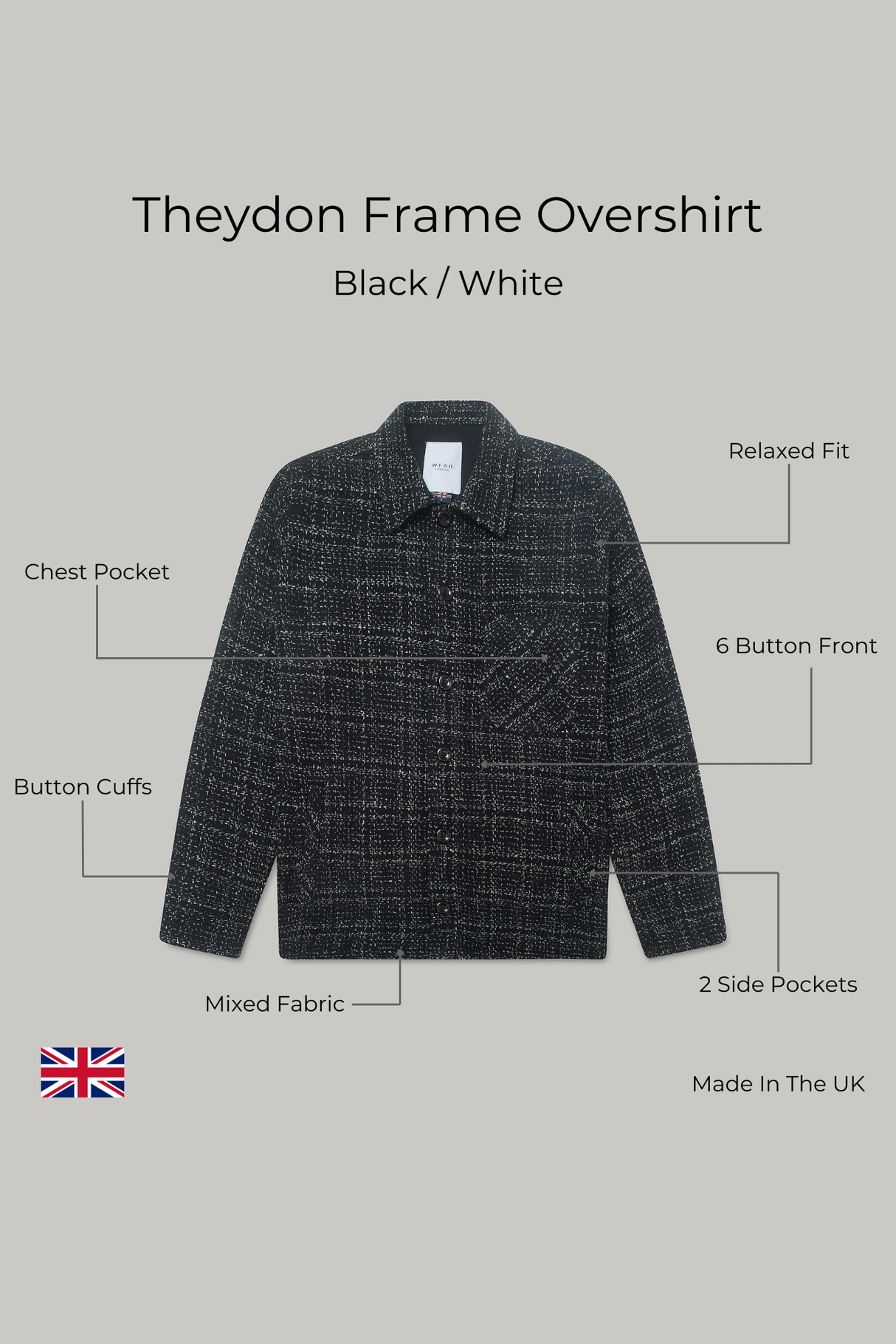 Theydon Frame Overshirt - Black / White