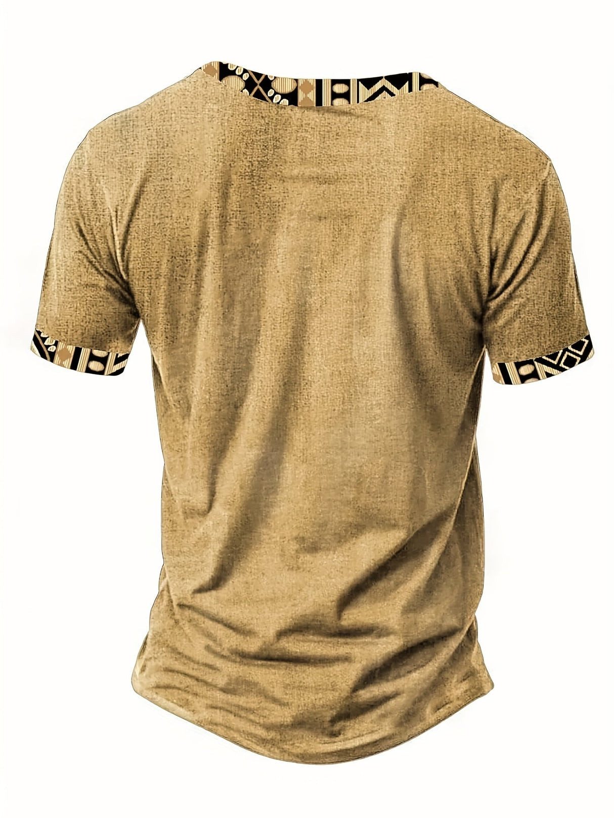 Men's Tribal Leaf V-Neck Henley Shirt - Short Sleeve Casual Summer Top