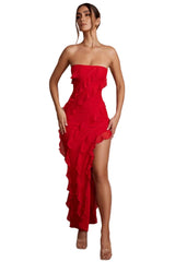 2024 Summer Trend Skinny Women's Fashion Tube Top Backless Split Tassel Dress Birthday Party Clubwear