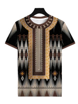 Men's Casual Crew Neck T-Shirt with Vibrant Geometric Print