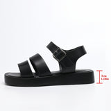 Women'S Summer Classic Solid Color Open Toe Platform Sandals with Buckle