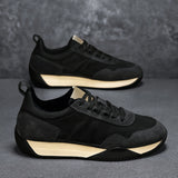 Stylish Men's Casual Hiking Shoes - Breathable Fabric Upper, Durable PVC Sole, Lace-Up Closure, All-Season Outdoor & Casual Attire - Black