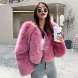 Fox Fur Coat - Elegant Commute Purple