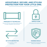 FYLO Baby Safety Stair Gate Pressure Fit 75-114cm Extra Wide