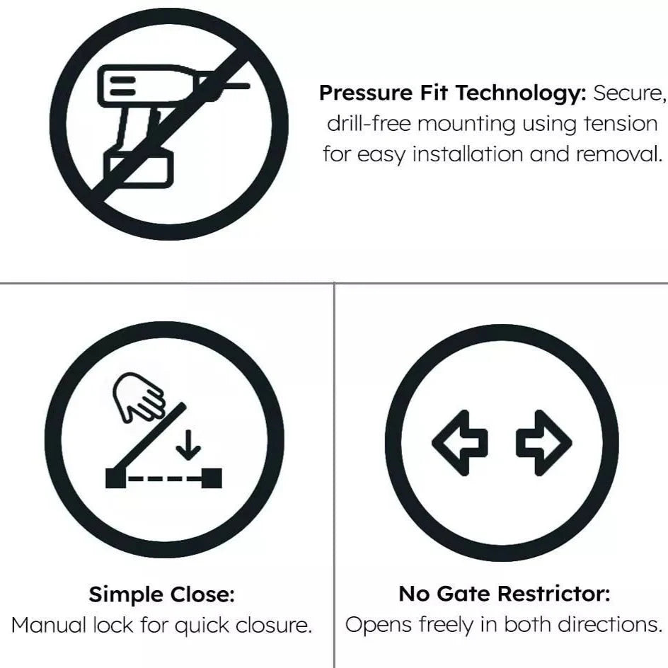 FYLO 3x Baby Safety Stair Gate  Pressure Fit 75-86cm (3 pack)