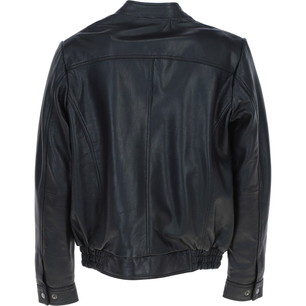 Men's Genuine Leather Bomber Jacket | Black