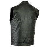 Women Leather Motorcycle Vest: 4 Front Pockets YKK Zipper (Available in Real or Faux Leather) | Black