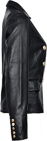 Women's Leather Formal Blazer Coat | Black