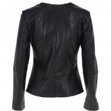 Women's Biker Leather Jacket Zip-Up | Black