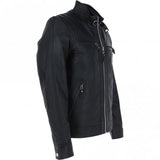 Men's Motorcycle Leather Jacket, Multiple Zippered Pockets | Black