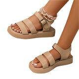 Women'S Summer Classic Solid Color Open Toe Platform Sandals with Buckle