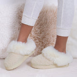 Totes Isotoner TEXTURED MULE ON CHUNKY SOLE Womens Mule Slippers Cream
