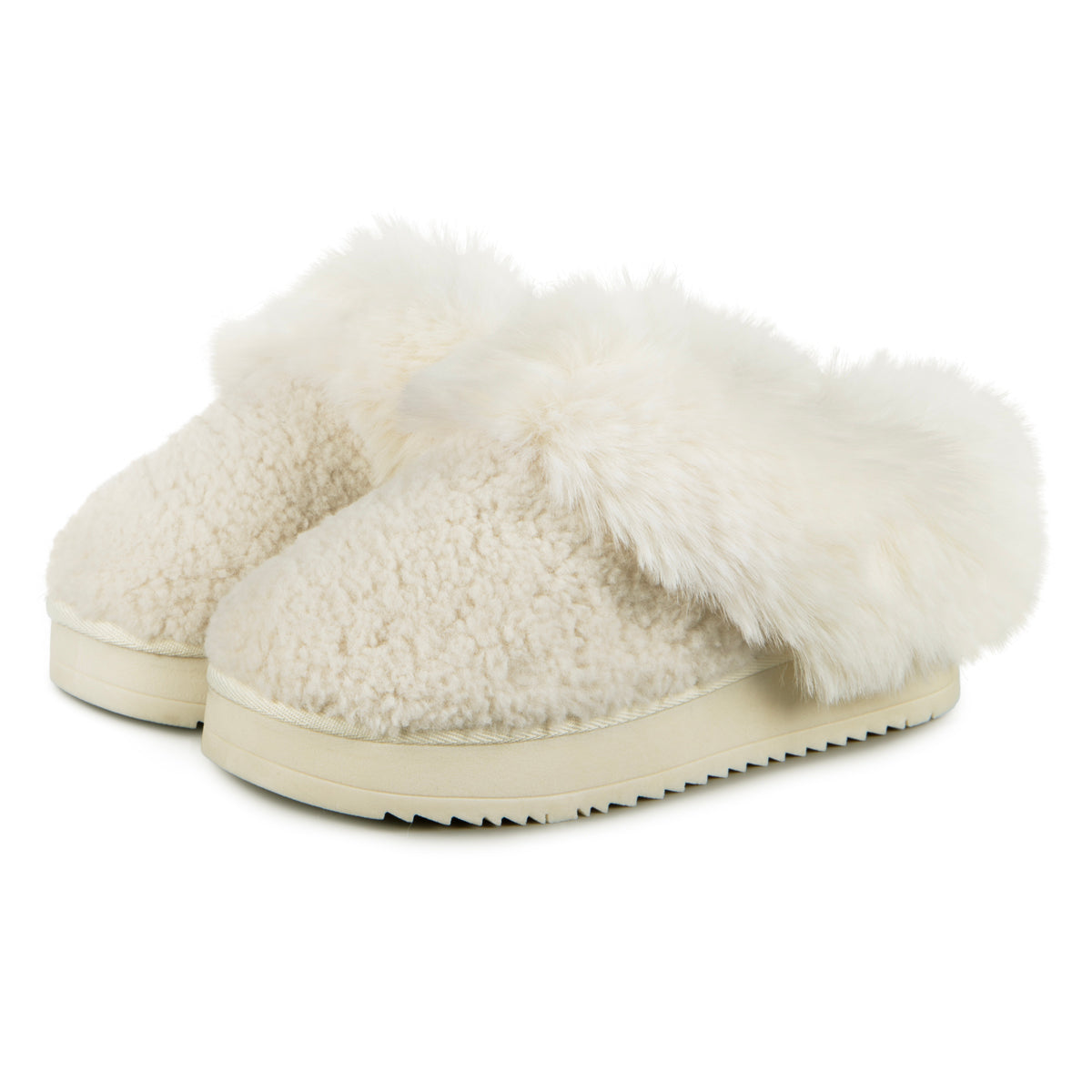 Totes Isotoner TEXTURED MULE ON CHUNKY SOLE Womens Mule Slippers Cream