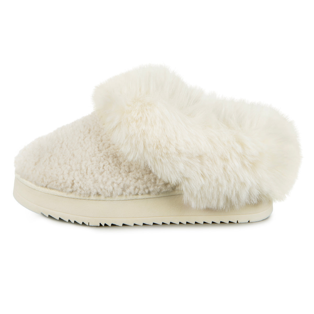 Totes Isotoner TEXTURED MULE ON CHUNKY SOLE Womens Mule Slippers Cream