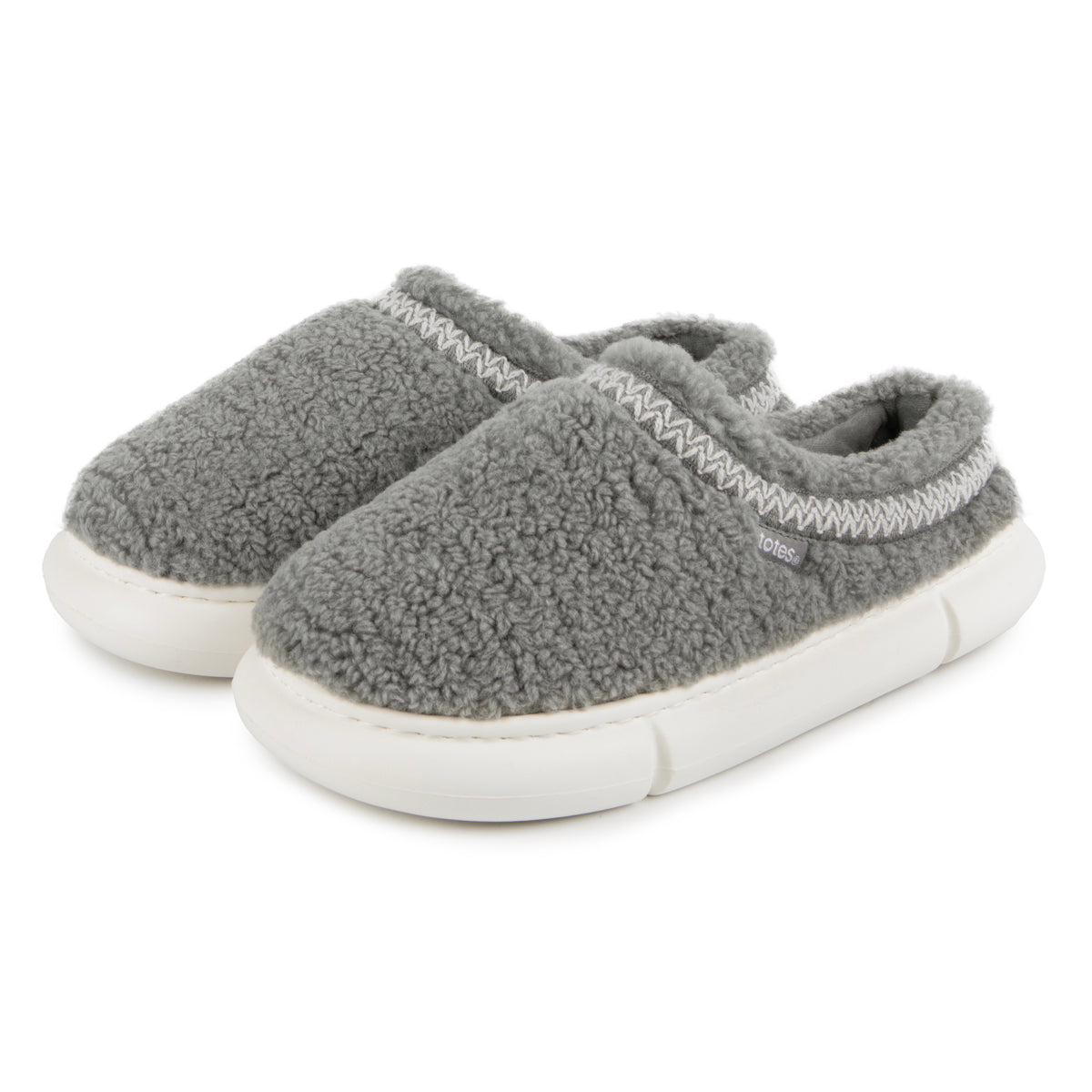 Totes Isotoner BORG CLOUD SWEPT BACK MULE Womens Mule Slippers Grey
