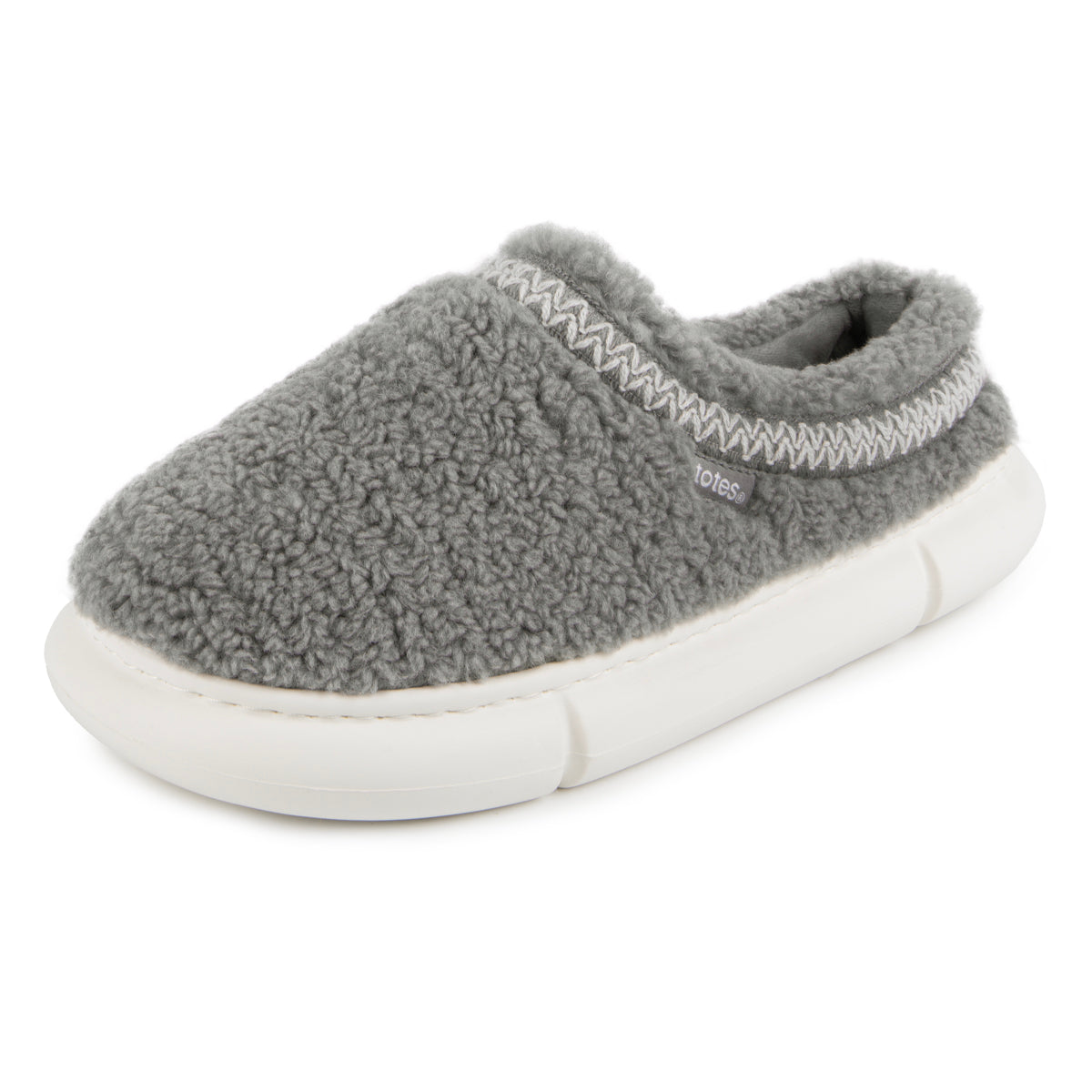 Totes Isotoner BORG CLOUD SWEPT BACK MULE Womens Mule Slippers Grey