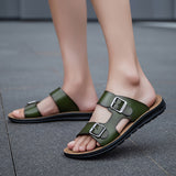 Men's Casual Synthetic Upper Slides, Casual Non Slip Slippers, Open Toe Sandals With Buckle