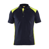 Blaklader 3324 Short Sleeve Polo Shirt Dark Navy Blue / Hi-Vis Yellow