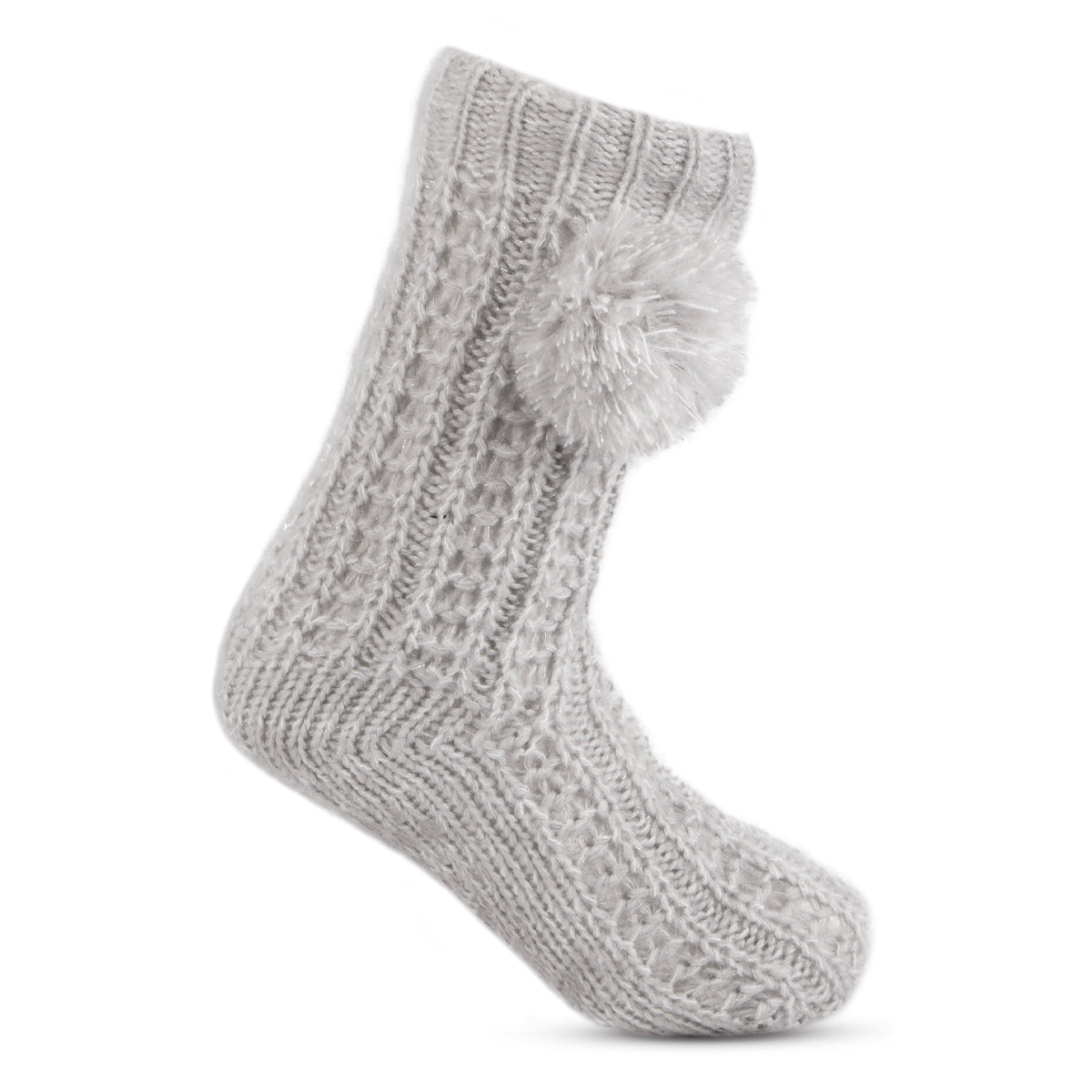 Totes Toasties LUXURY SPARKLE Pom Slipper-Sox Womens Grey
