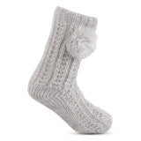 Totes Toasties LUXURY SPARKLE Pom Slipper-Sox Womens Grey