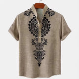 Men's Shirt Digital 3D Printing Linen Short Sleeve