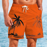 Men's Tropical Hawaiian Beach Shorts - Vibrant 3D Print, Quick-Dry Swim Trunks with Drawstring