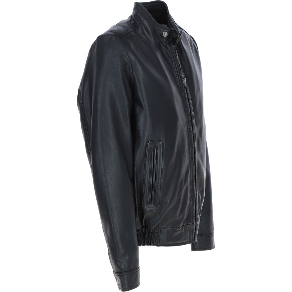 Men's Genuine Leather Bomber Jacket | Black